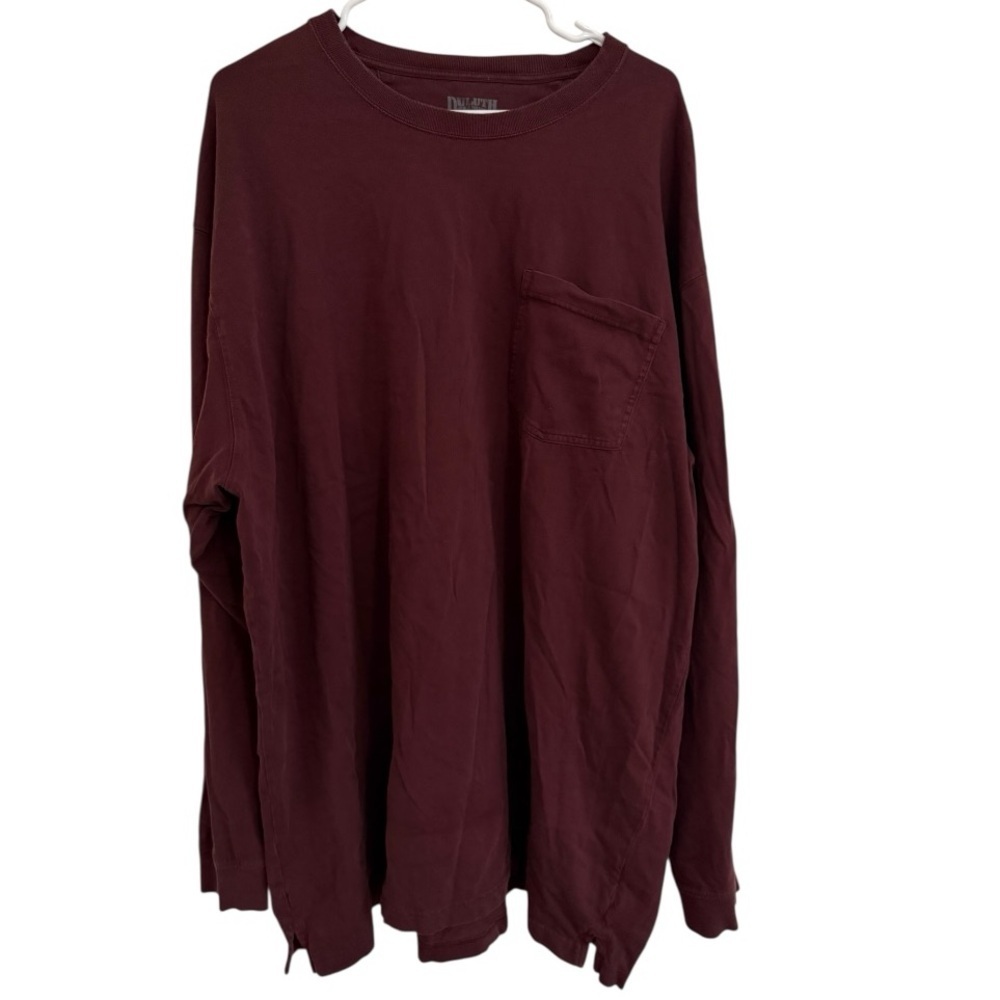 Duluth Trading Long Sleeve Pocket Tee Maroon Burgundy 2XL Heavyweight Cotton